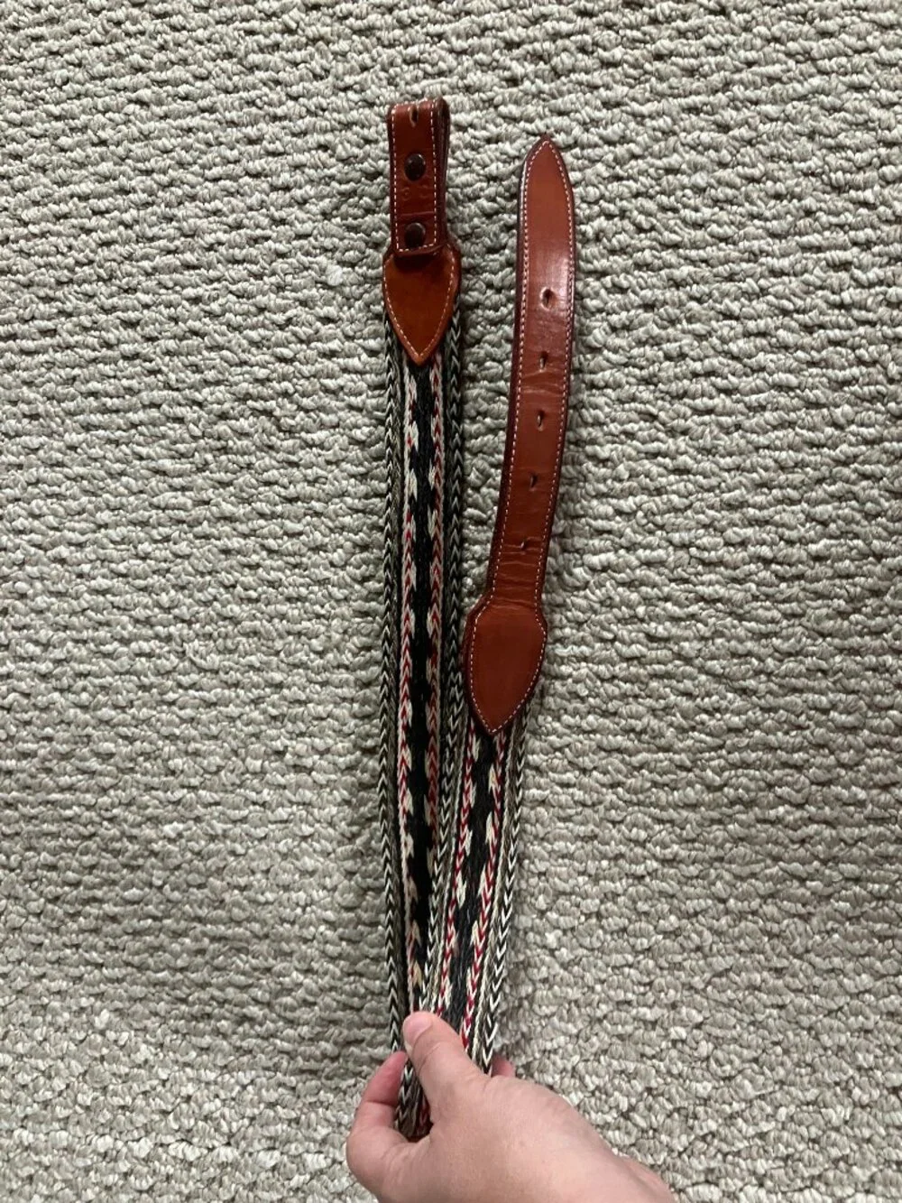 Western Horsehair Braided Belt‎ Blank Size 30 Hand Tooled Leather Brown